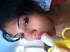 Desi Chick showing how to devour cock with a banana